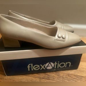 Beige one inch heels